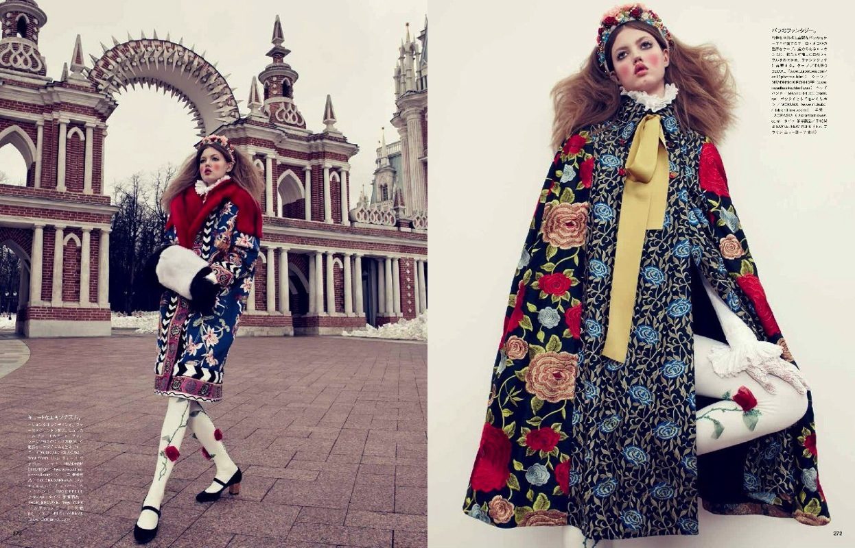 国际超模Lindsey Wixson在莫斯科为时尚杂志《Vogue》拍摄广告大片